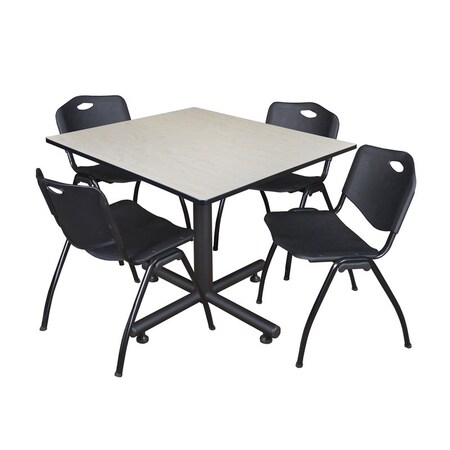 Kobe Kobe Square Table & Chair Set, Wood, Metal, Plastic Top, Maple TKB4848PL47BK